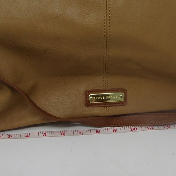 WOMEN LARGE TAN STEVE MADDEN DESIGNER TOTE BAG HANDBAG PURSE! - Picture 3 of 11